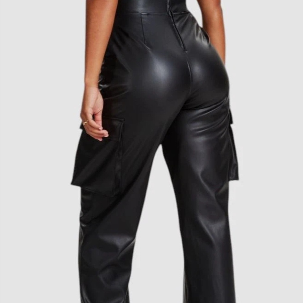 Black Faux Leather Jumpsuit